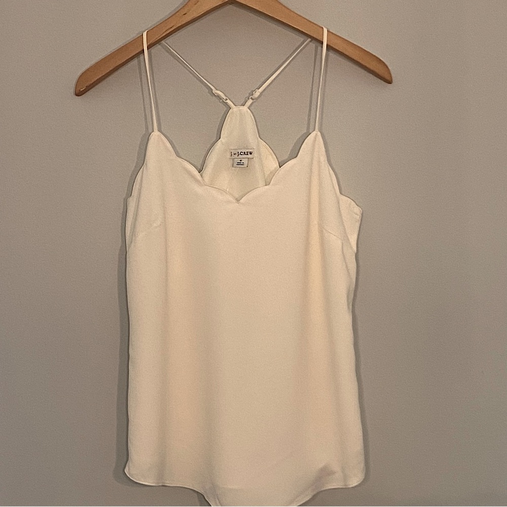 J Crew Womens Ivory Scalloped Cami size 0